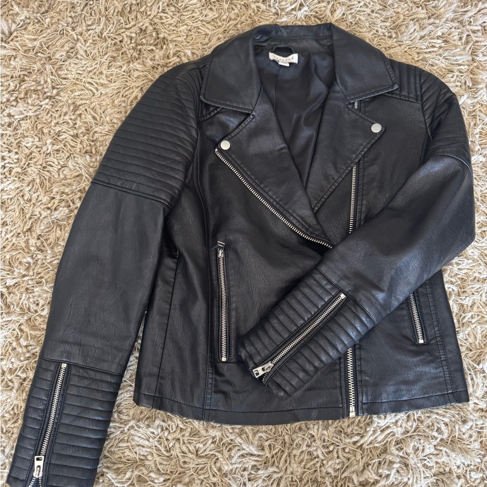Topshop Black Leather Moto Jacket